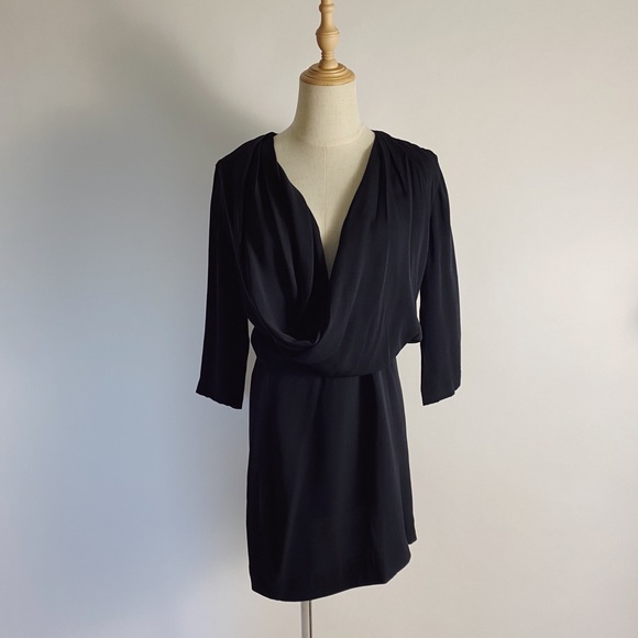 DVF Rachel Lilly Silk Crepe Cowl Neck Dress Black 2 - Picture 9 of 12